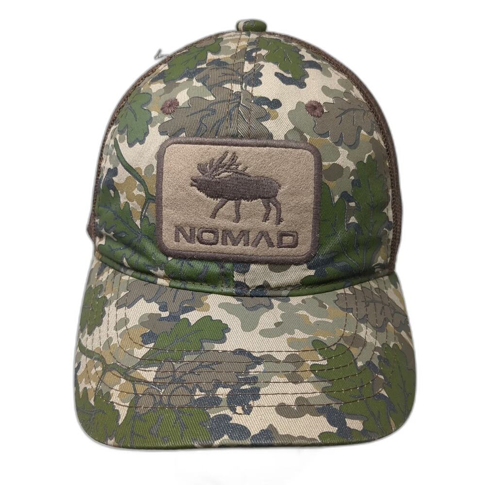 NOMAD Trucker Hat Green Camo Elk Patch One Size Mesh Back Snapback Hunting Gear